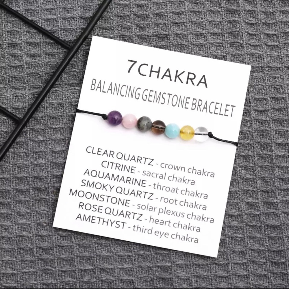 7 Chakra Wish Bracelet Natural Balancing Healing Crystal Gemstone Jewelry